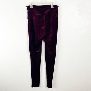 SPANX Rich Burgundy High Waist Seamless Velvet Velour Leggings, Size Large